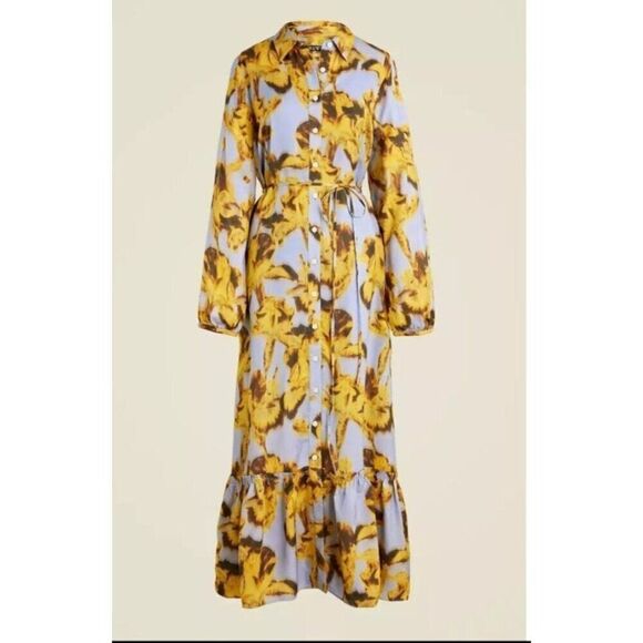 NWT J. Crew Amelia Shirtdress in Floral Drapey Viscose w/ Belted Waist Sz XXS - Picture 4 of 14